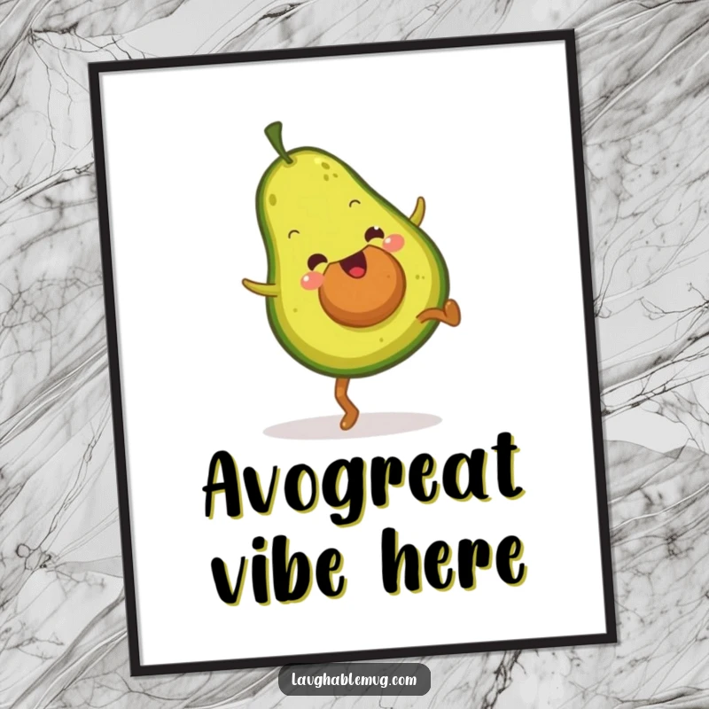 Funny digital art depicting a fuzzy avocado performing a spirited cartwheel, capturing motion and infectious enthusiasm for screen viewers.