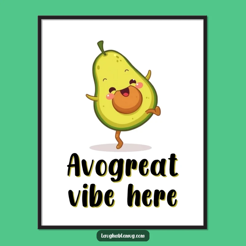 Funny Avocado Cartwheel Digital Art: Enthusiastic Fruit Fitness for Your Walls Gift
