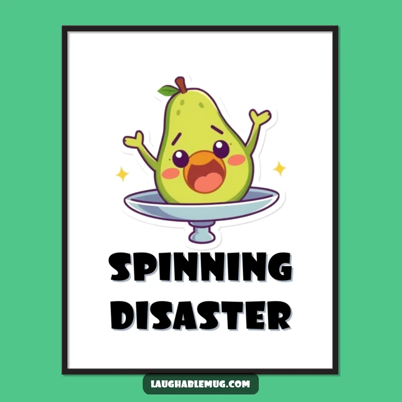 Funny Avocado Digital Print: Surprised Character's Fall, Instant Humorous Downloadable Gift