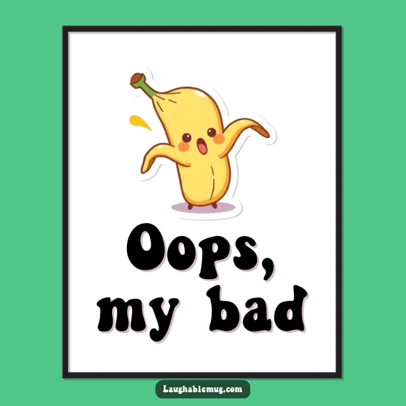 Funny Banana Peel Digital Art: Comical Character Print, Slapstick Decor Gift