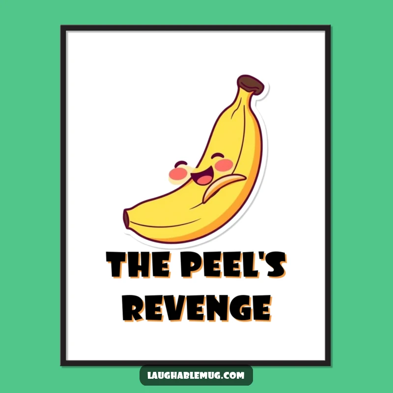 Funny Banana Slip Digital Art: Comedic Fruit Print for Walls, Humorous Decor Gift