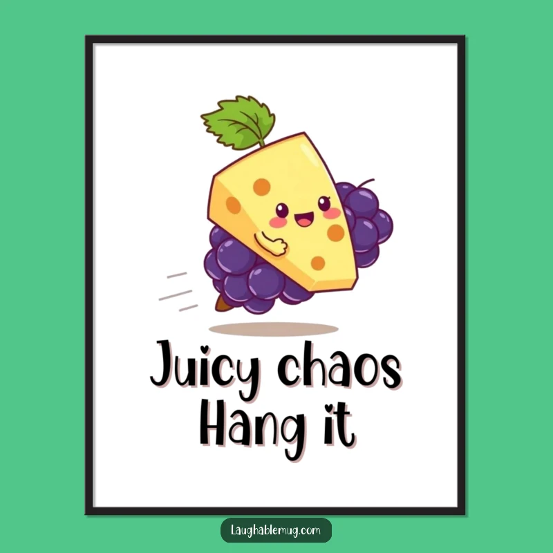 Funny Cheese & Grape Digital Print: Instant Foodie Decor