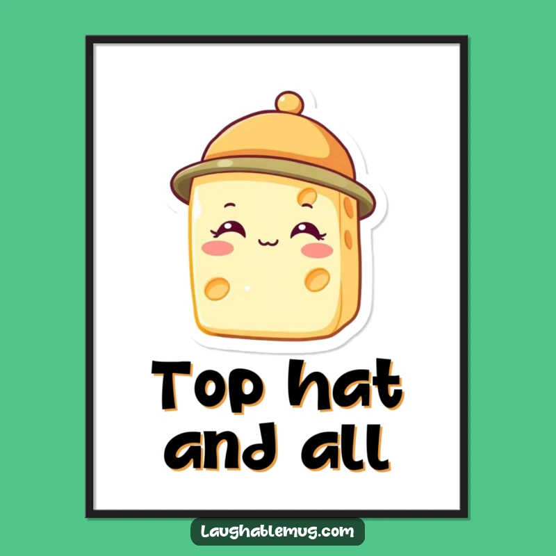Funny Cheese Hat Digital Art Print: Instant Cheerful Decor - Fun Funny Gift