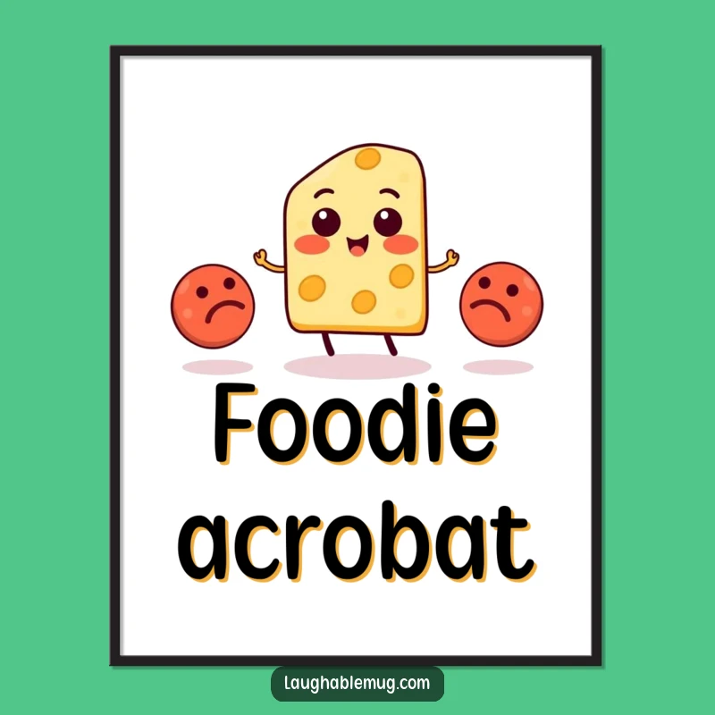 Funny Cheese Juggling Meatballs Digital Art: Instant Humorous Decor Gift