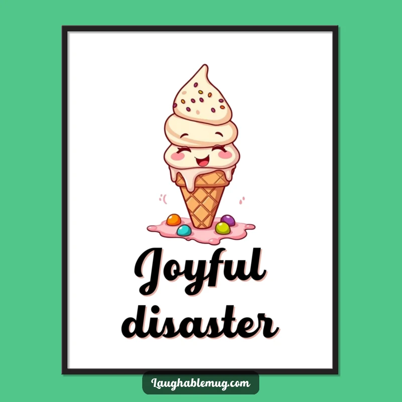Funny Ice Cream Cone Digital Art Print: Instant Sweetness for Walls - Funny Gift