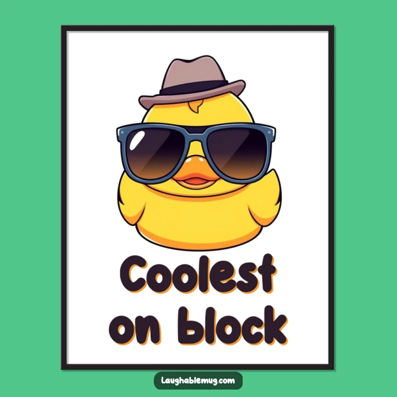 Funny Kawaii Ducky Sunglasses Fedora Digital Art: Instant Cool, Cute & Hilarious Decor!