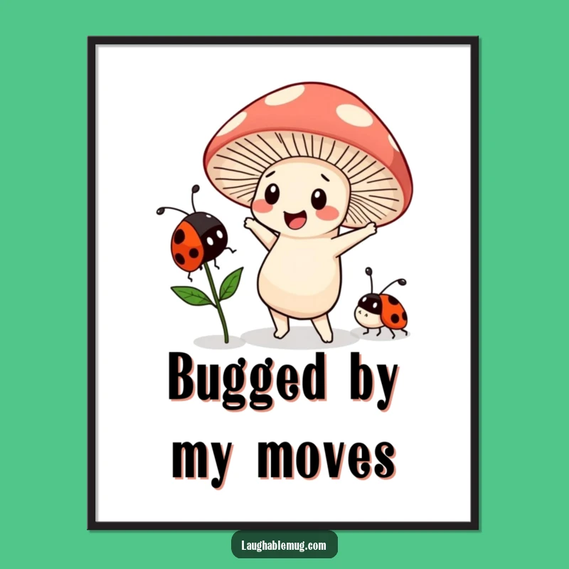 Funny Kawaii Mushroom Dance Digital Art: Instant Whimsy Funny Gift