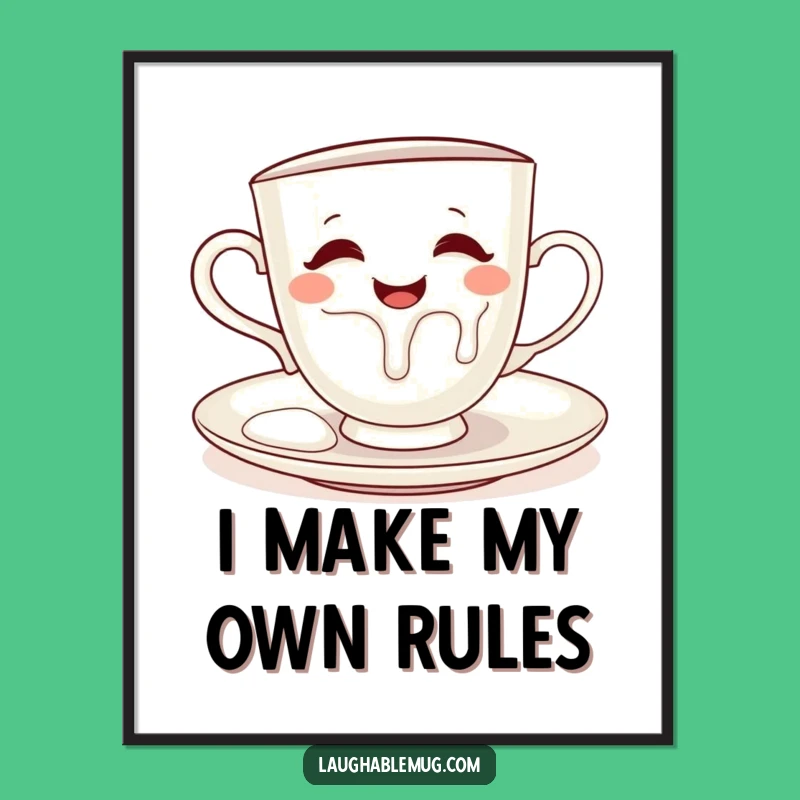 Funny Teacup Art - Digital Download, Whimsical Kitchen Gift