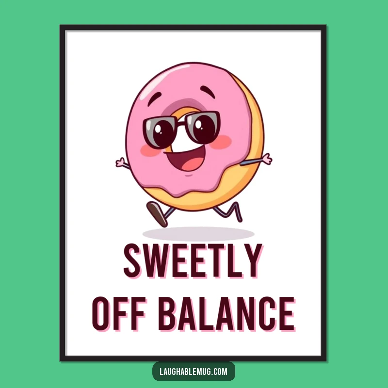 Funny Tipsy Donut Digital Art: Goofy Character Print, Humorous Decor Gift