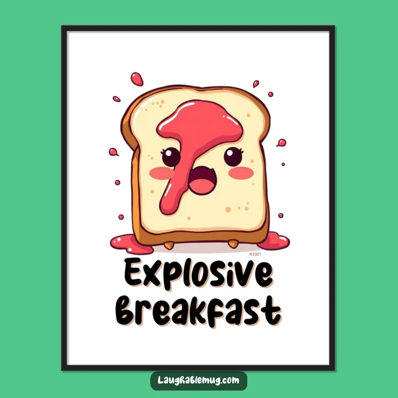 Funny Toast Digital Print: Jam Splatter Surprise Character, Instant Humorous Downloadable Gift