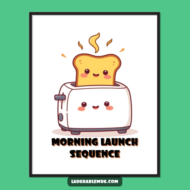 Funny Toast Pop Digital Art: Cheerful Character Print, Fast Morning Vibes Gift