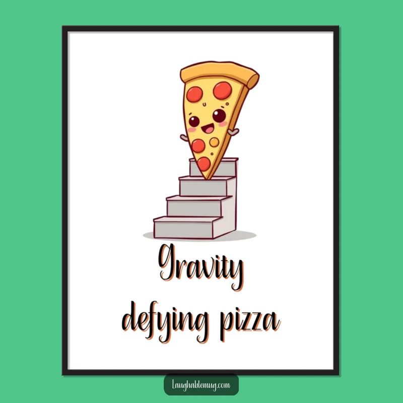 Funny Pizza Digital Art: Sliding Slice, Instant Funny Gift for Art Lovers