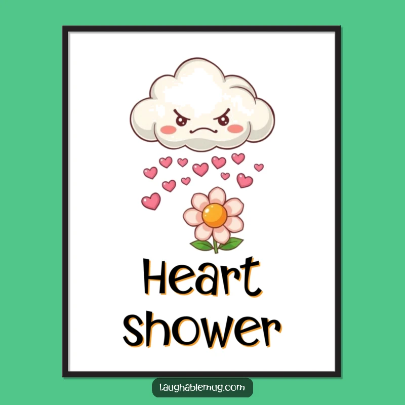 Funny Heart Rain Digital Art: Whimsical Wall Decor for a Smile
