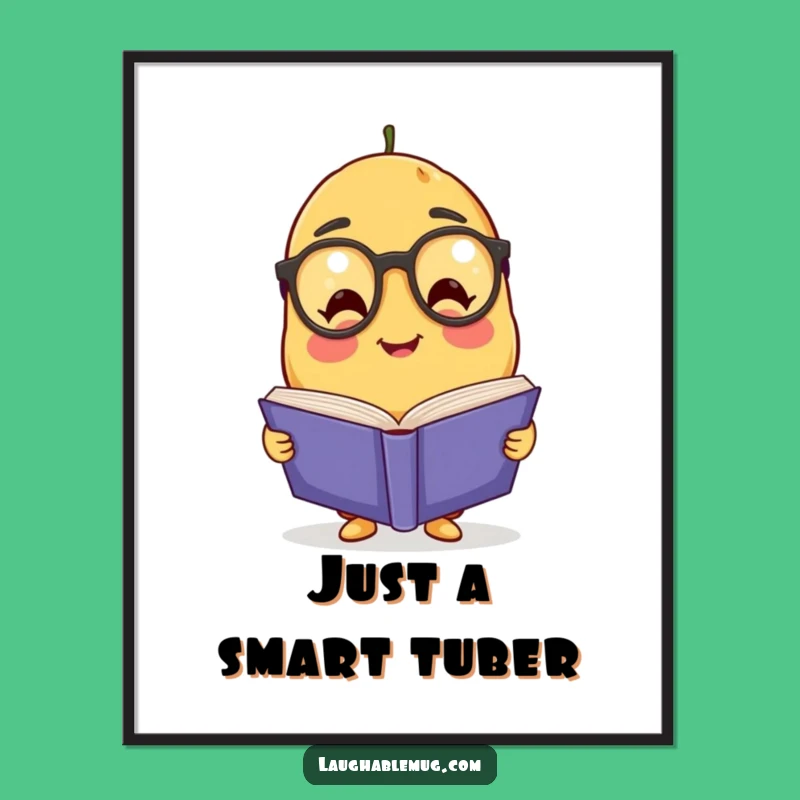 Funny Potato Scholar Digital Art: Printable Spud Reading Book, Humorous Gift for Instant Wall Decor