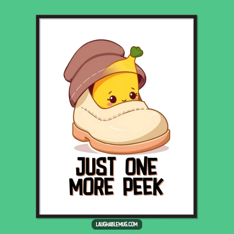 Funny Digital Art Print: Shy Banana Shoe Scene, Instant Funny Gift