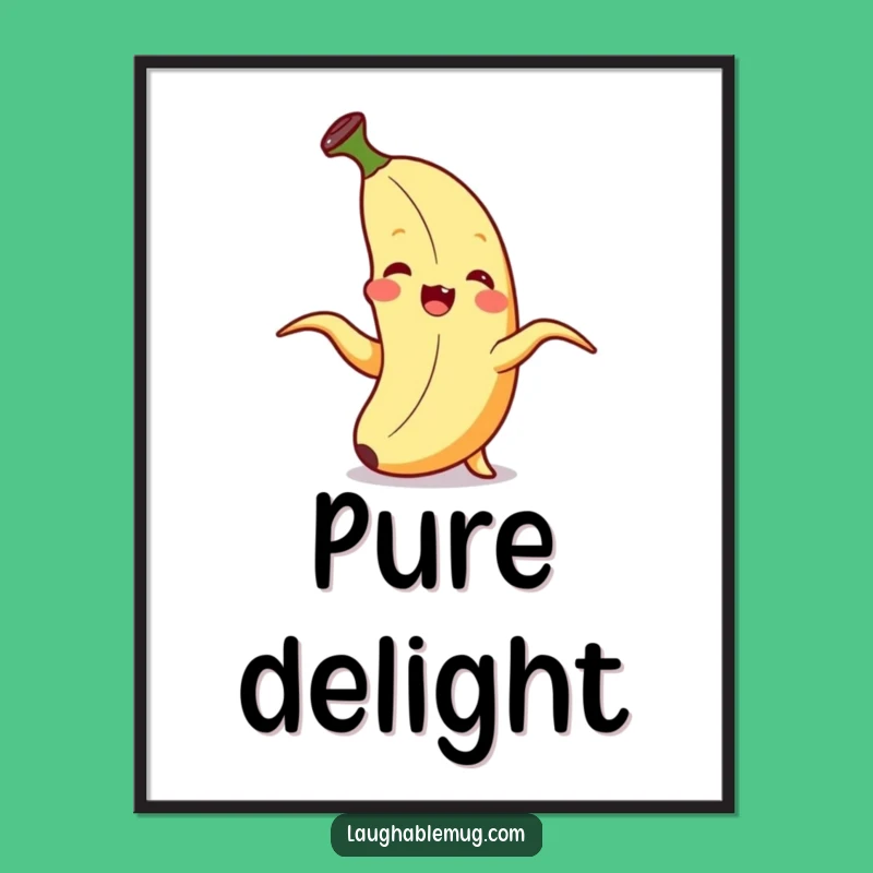 Funny Giggling Banana Digital Art, Whimsical Self-Peeling Fruit Wall Decor Gift