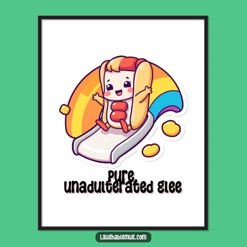 Funny Digital Art Print: Hot Dog Rainbow Slide, Instant Funny Gift