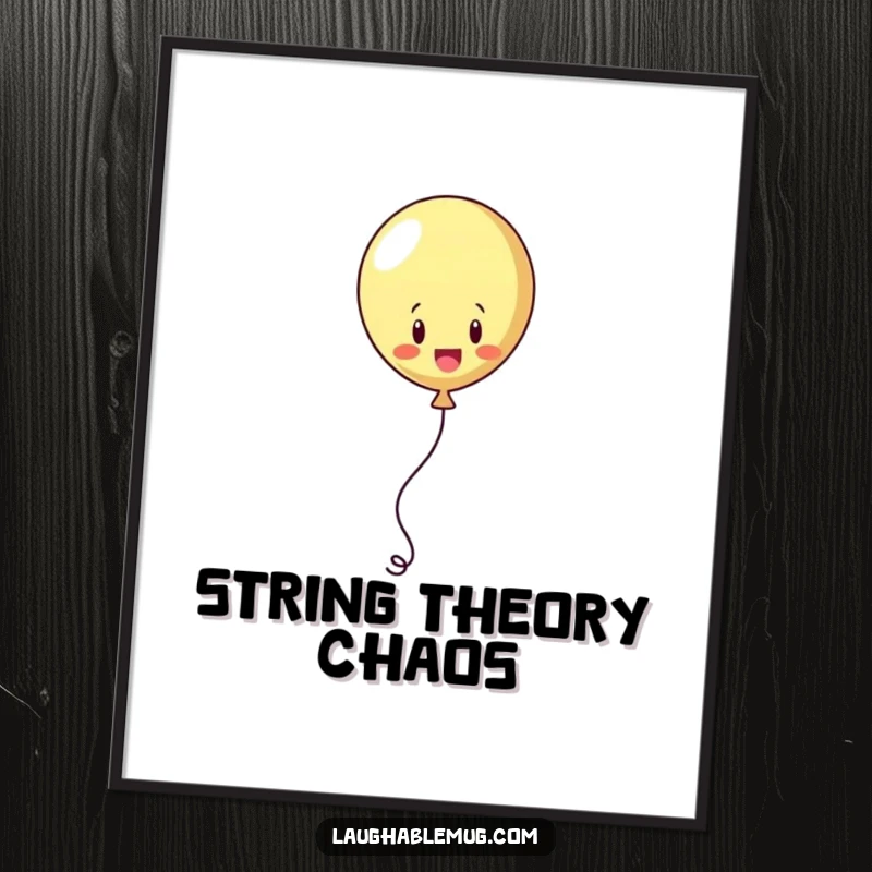 Funny digital art print of a playful balloon juggling its string, perfect for instant whimsical decor.