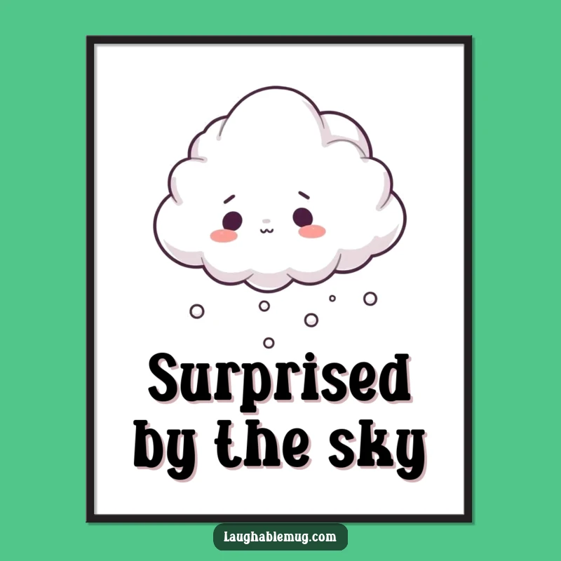 Funny Cloud Digital Art: Surprised Mist, Instant Funny Gift for Art Lovers