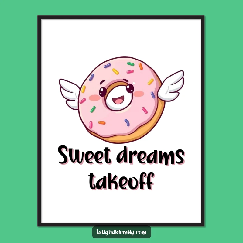 Funny Donut Flying Digital Art: Whimsical Sprinkled Dreams for Your Walls Gift