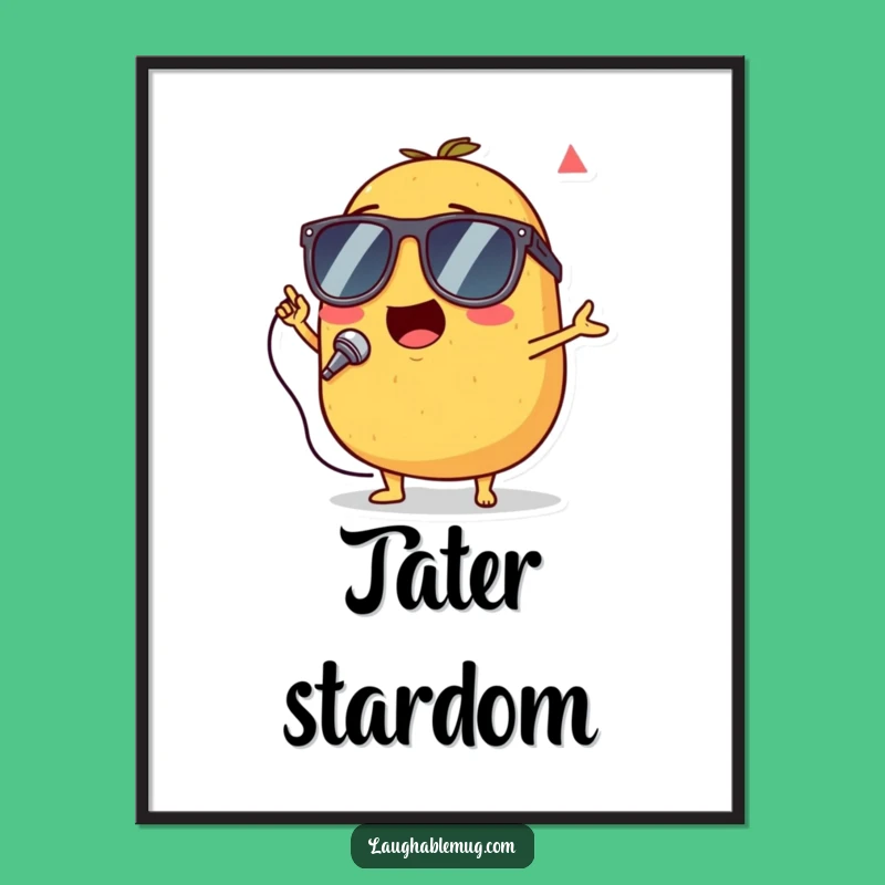 Funny Singing Potato Digital Art: Rockstar Spud Print, Perfect Wall Art