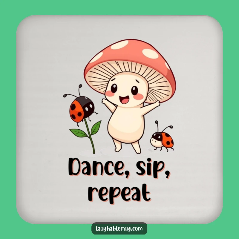 Funny Kawaii Mushroom Dance Coaster Set: Protect Surfaces Funny Gift