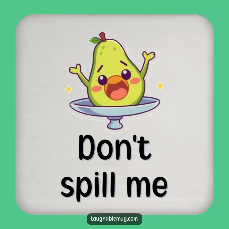 Funny Avocado Coaster: Surprised Character's Fall, Humorous Decor Gift for Foodies