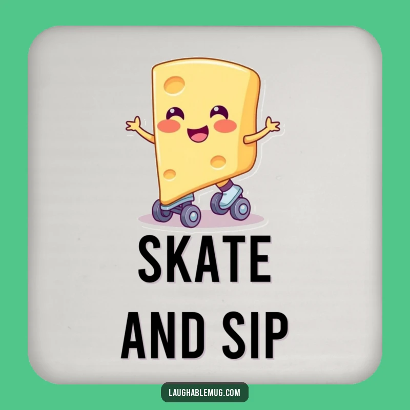 Funny Cheese Skater Coaster: Smiling Cheese Protection, Hilarious Kitchen Table Decor Gift