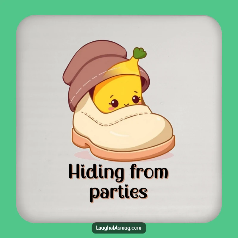 Funny Coaster Set: Shy Banana Shoe Art, Unique Funny Gift