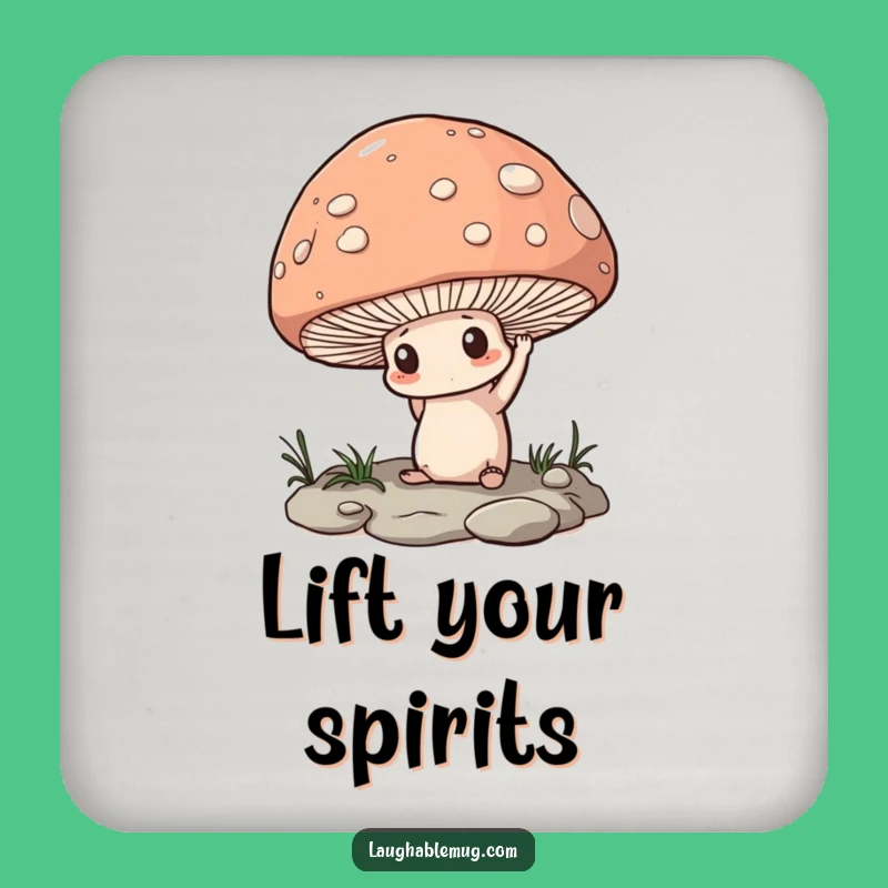 Funny Determined Mushroom Coasters: Protect Tables with Motivational Humor