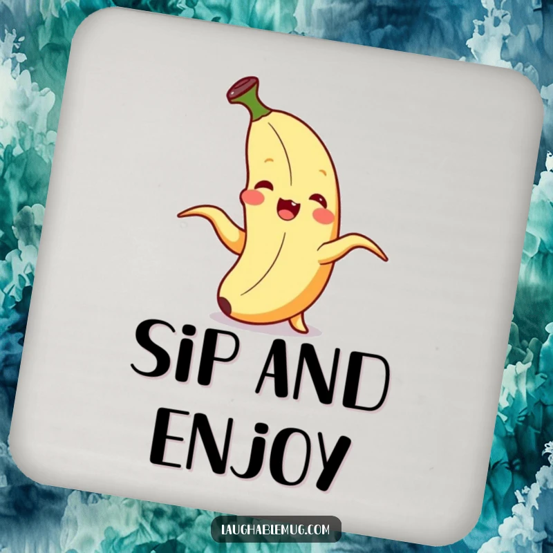 Funny Coaster: A banana giggles gleefully while peeling itself, a humorous addition to protect your surfaces.