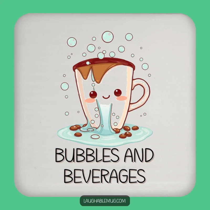 Funny Kawaii Bubble Spill Coaster Set: Protect Surfaces Funny Gift