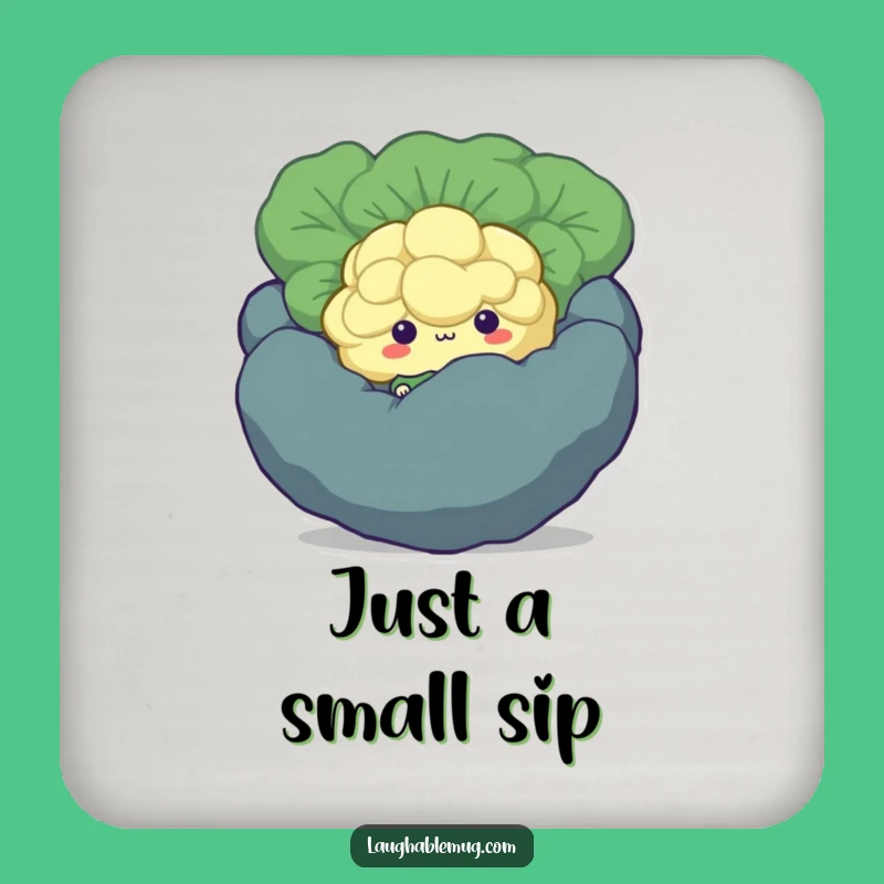 Funny Shy Broccoli Drink Coaster: Protect Surfaces with Hiding Floret, Humorous Gift for Tables
