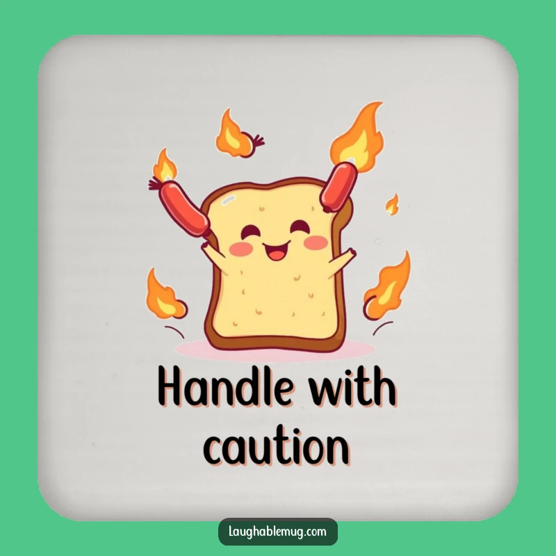 Funny Toast Sausage Juggler Coaster: Protect Surfaces with Humor!