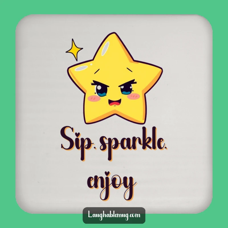 Funny Winking Star Coaster Set: Cosmic Protection, Humorous Gift