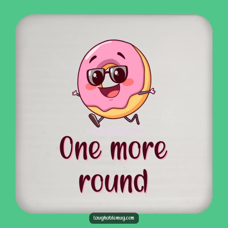 Funny Tipsy Donut Coaster: Goofy Character Drink Protector, Humorous Gift