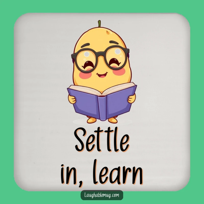 Funny Potato Scholar Drink Coaster: Protect Surfaces with Spud Reading, Humorous Gift for Tables