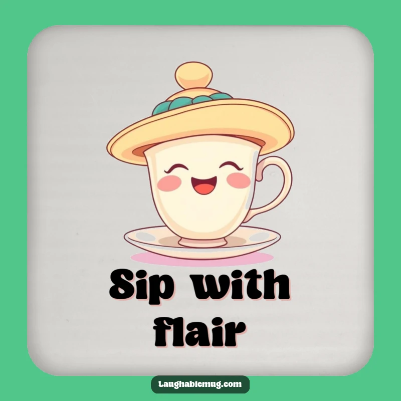 Funny Teacup Floppy Hat Coaster - Protect & Laugh - Quirky Funny Gift!