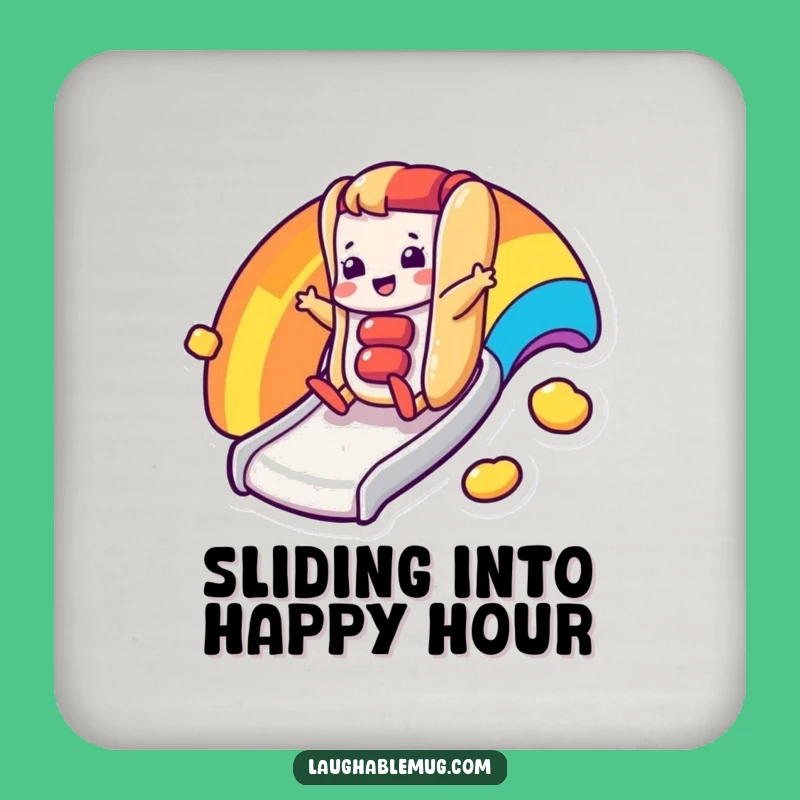 Funny Coaster Set: Hot Dog Rainbow Art, Unique Funny Gift