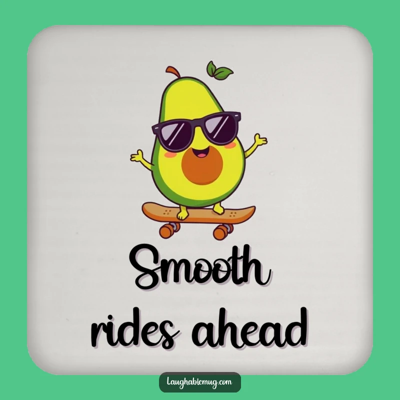 Funny Avocado Skater Coaster: Cool Character Drink Protector, Fun Gift