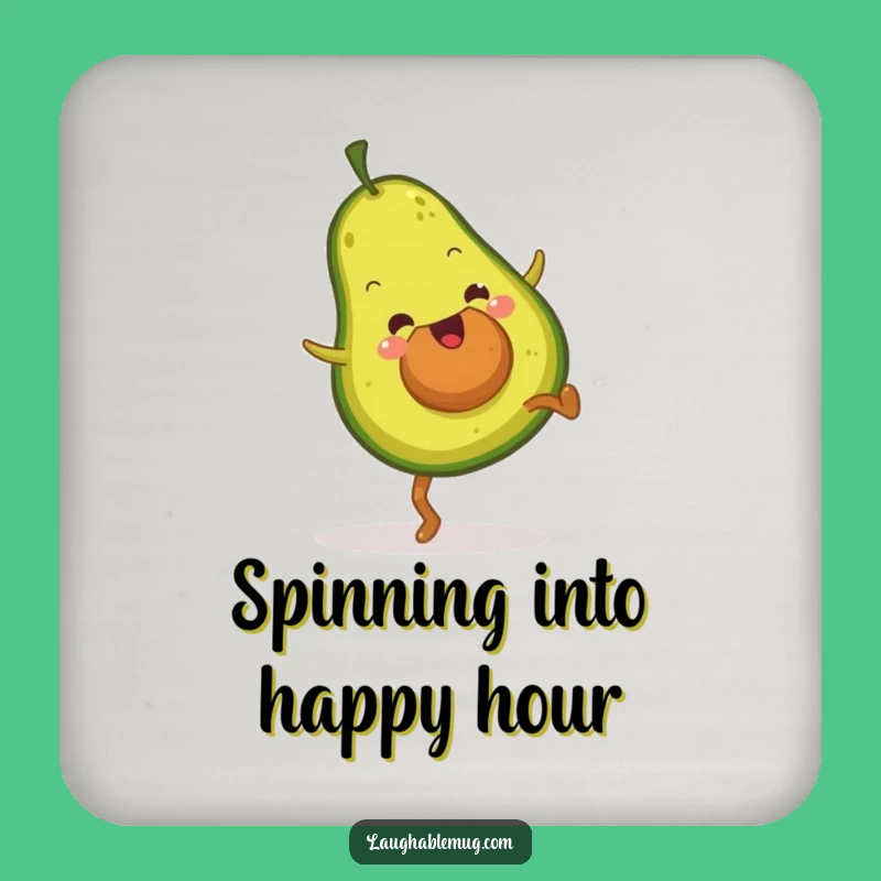 Funny Avocado Cartwheel Drink Coaster: Protect Surfaces with Enthusiastic Fruit Fun Gift
