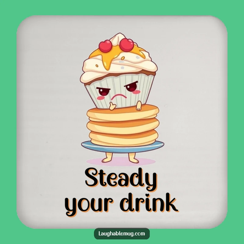 Funny Grumpy Cupcake Pancake Drink Coaster: Protect Surfaces with Wobbly Style Gift
