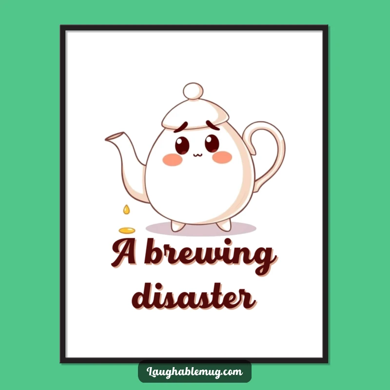 Funny Clumsy Teapot Poster: Hilarious Wall Art for Whimsical Decor
