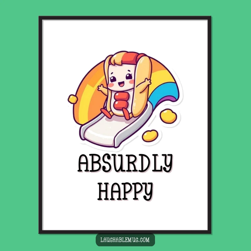 Funny Hot Dog Poster: Rainbow Slide Art, Unique Funny Gift