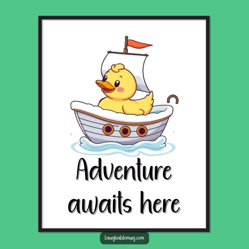 Funny Rubber Ducky Ship Captain Poster: Bathtub Sailor Art, Perfect Humorous Gift for Walls