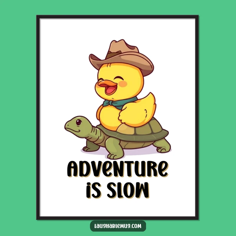Funny Duck Cowboy Turtle Poster: Decorate with Whimsy and a Hilarious Funny Gift