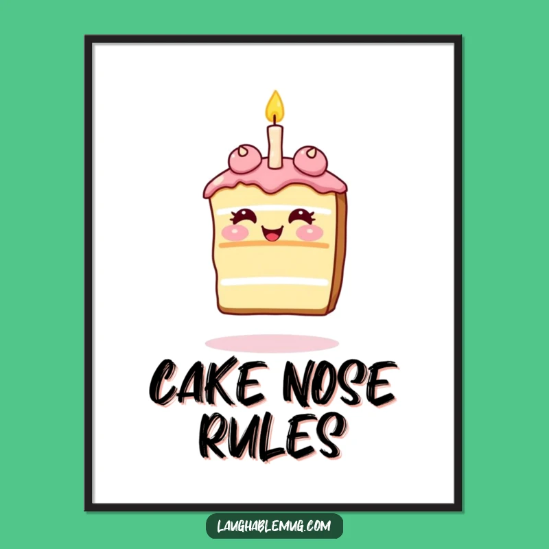Funny Giggling Cake Poster: Birthday Art, Humorous Decor Gift