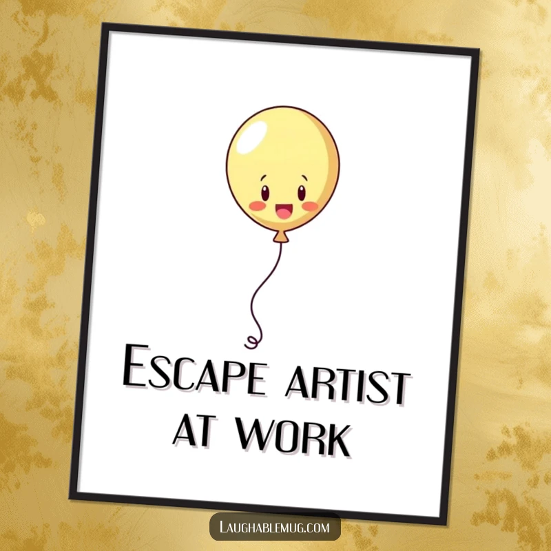 Funny poster showing a playful balloon juggling its string, adding whimsical humor and a sense of freedom to decor.