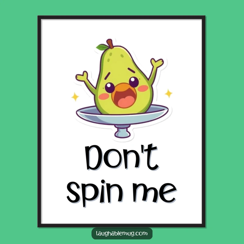 Funny Avocado Poster: Surprised Character's Fall, Humorous Wall Art & Gift Idea