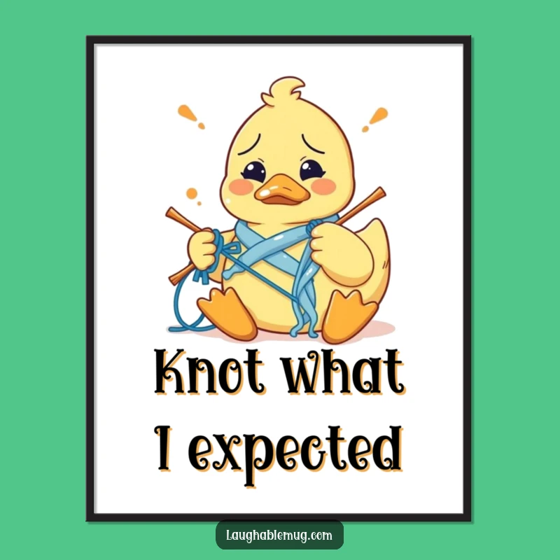 Funny Craft Fail Poster: Confused Duck's Knitting Art, Quirky Funny Gift Decor